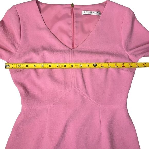 Trina Turk V-neck Noteworthy Dress Pink Size Small - Picture 6 of 12